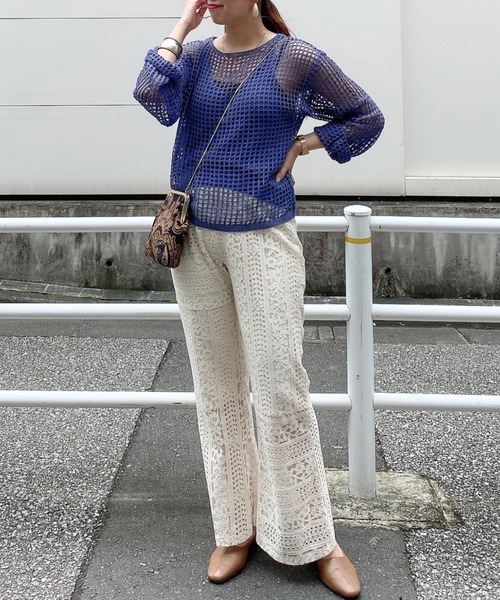 archives（アルシーヴ）の「メッシュニット×キャミアンサンブル（ニット/セーター・レディース・ホワイト/ブラック/ベージュ/ブルー・MEDIUM）」の16枚目の写真