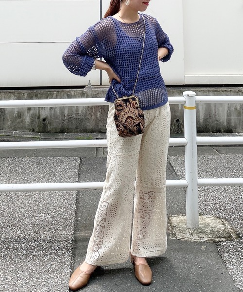 archives（アルシーヴ）の「メッシュニット×キャミアンサンブル（ニット/セーター・レディース・ホワイト/ブラック/ベージュ/ブルー・MEDIUM）」の8枚目の写真