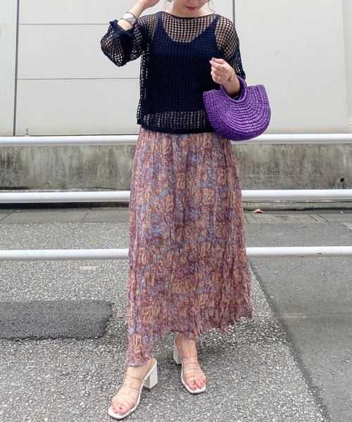 archives（アルシーヴ）の「メッシュニット×キャミアンサンブル（ニット/セーター・レディース・ホワイト/ブラック/ベージュ/ブルー・MEDIUM）」の10枚目の写真