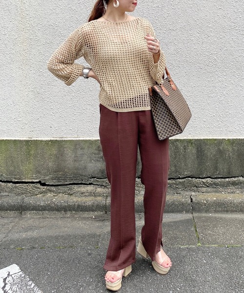 archives（アルシーヴ）の「メッシュニット×キャミアンサンブル（ニット/セーター・レディース・ホワイト/ブラック/ベージュ/ブルー・MEDIUM）」の11枚目の写真