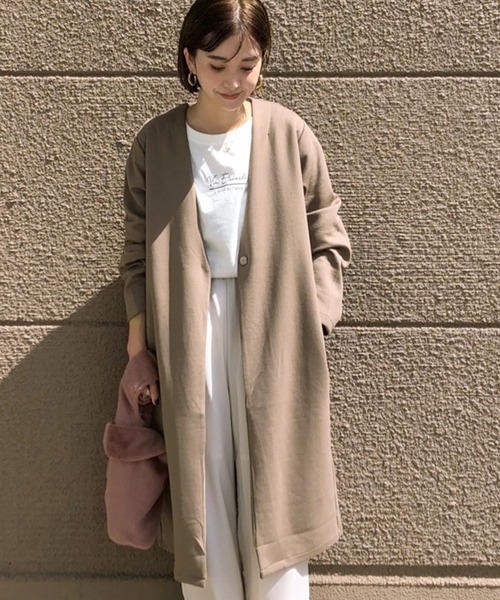 Simplicite（サンプリシテ）の「ダンボールノーカラーコート◆（ノーカラーコート・レディース・ブラック/ブラウン/ベージュ・FREE）」の3枚目の写真