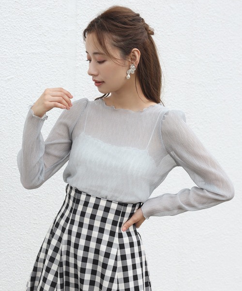 one after another NICE CLAUP(ワンアフターアナザーナイスクラップ)の「シアートップスセットベロアキャミワンピース(ワンピース・レディース・ブラウン/ベージュ/グリーン/ネイビー・FREE)」の11枚目の写真