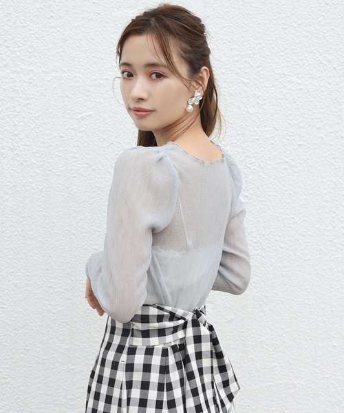 one after another NICE CLAUP(ワンアフターアナザーナイスクラップ)の「シアートップスセットベロアキャミワンピース(ワンピース・レディース・ブラウン/ベージュ/グリーン/ネイビー・FREE)」の18枚目の写真