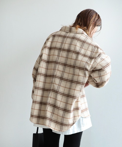 reca（レカ）の「シャギーチェックCPOシャツ（その他アウター・レディース・アイボリー/その他・M）」の7枚目の写真