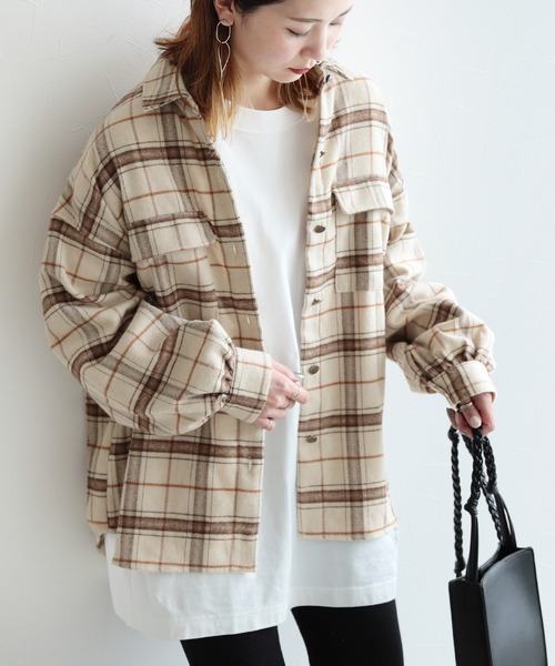 reca（レカ）の「シャギーチェックCPOシャツ（その他アウター・レディース・アイボリー/その他・M）」の9枚目の写真