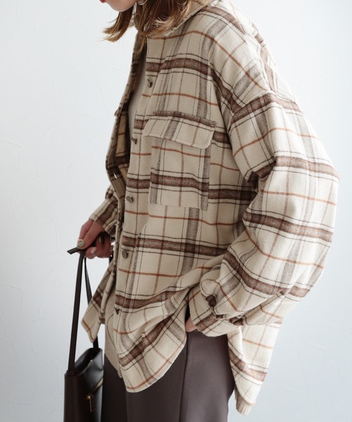 reca（レカ）の「シャギーチェックCPOシャツ（その他アウター・レディース・アイボリー/その他・M）」の12枚目の写真