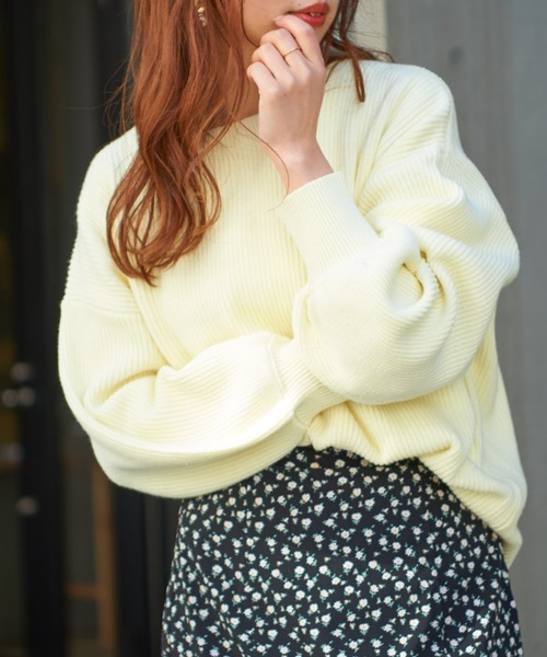 one after another NICE CLAUP(ワンアフターアナザーナイスクラップ)の「【ZOZO限定】春のにじいろニット(ニット/セーター・レディース・オフホワイト/サックスブルー/オレンジ/グリーン/アイボリー/ライトイエロー/ライトピンク・FREE)」の5枚目の写真