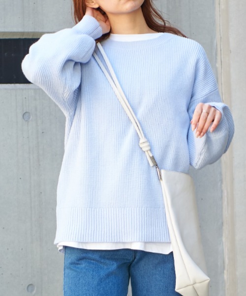 one after another NICE CLAUP(ワンアフターアナザーナイスクラップ)の「【ZOZO限定】春のにじいろニット(ニット/セーター・レディース・オフホワイト/サックスブルー/オレンジ/グリーン/アイボリー/ライトイエロー/ライトピンク・FREE)」の4枚目の写真