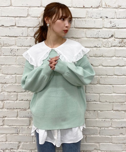 one after another NICE CLAUP(ワンアフターアナザーナイスクラップ)の「【ZOZO限定】春のにじいろニット(ニット/セーター・レディース・オフホワイト/サックスブルー/オレンジ/グリーン/アイボリー/ライトイエロー/ライトピンク・FREE)」の11枚目の写真