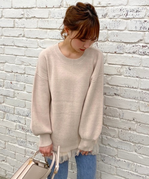 one after another NICE CLAUP(ワンアフターアナザーナイスクラップ)の「【ZOZO限定】春のにじいろニット(ニット/セーター・レディース・オフホワイト/サックスブルー/オレンジ/グリーン/アイボリー/ライトイエロー/ライトピンク・FREE)」の16枚目の写真