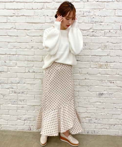 one after another NICE CLAUP(ワンアフターアナザーナイスクラップ)の「【ZOZO限定】春のにじいろニット(ニット/セーター・レディース・オフホワイト/サックスブルー/オレンジ/グリーン/アイボリー/ライトイエロー/ライトピンク・FREE)」の15枚目の写真