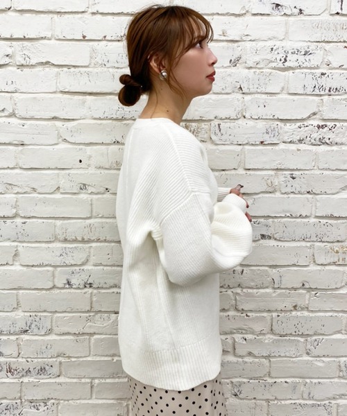 one after another NICE CLAUP(ワンアフターアナザーナイスクラップ)の「【ZOZO限定】春のにじいろニット(ニット/セーター・レディース・オフホワイト/サックスブルー/オレンジ/グリーン/アイボリー/ライトイエロー/ライトピンク・FREE)」の9枚目の写真