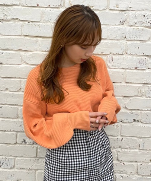 one after another NICE CLAUP(ワンアフターアナザーナイスクラップ)の「【ZOZO限定】春のにじいろニット(ニット/セーター・レディース・オフホワイト/サックスブルー/オレンジ/グリーン/アイボリー/ライトイエロー/ライトピンク・FREE)」の8枚目の写真