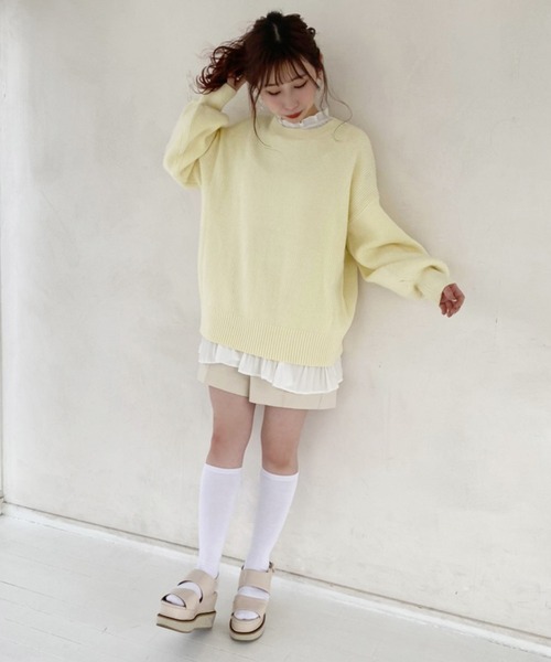 one after another NICE CLAUP(ワンアフターアナザーナイスクラップ)の「【ZOZO限定】春のにじいろニット(ニット/セーター・レディース・オフホワイト/サックスブルー/オレンジ/グリーン/アイボリー/ライトイエロー/ライトピンク・FREE)」の13枚目の写真