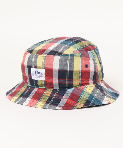 Lee（リー）の「Lee/リー　キッズ　マドラスチェックバケットハット（ハット・キッズ・ホワイト/ピンク/イエロー・54cm）」の2枚目の写真