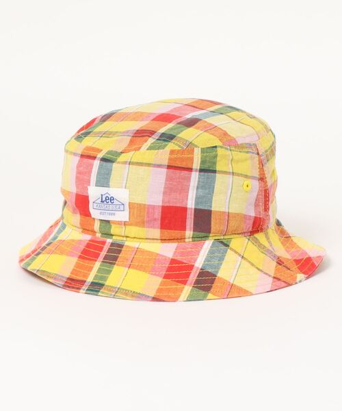 Lee（リー）の「Lee/リー　キッズ　マドラスチェックバケットハット（ハット・キッズ・ホワイト/ピンク/イエロー・54cm）」の3枚目の写真