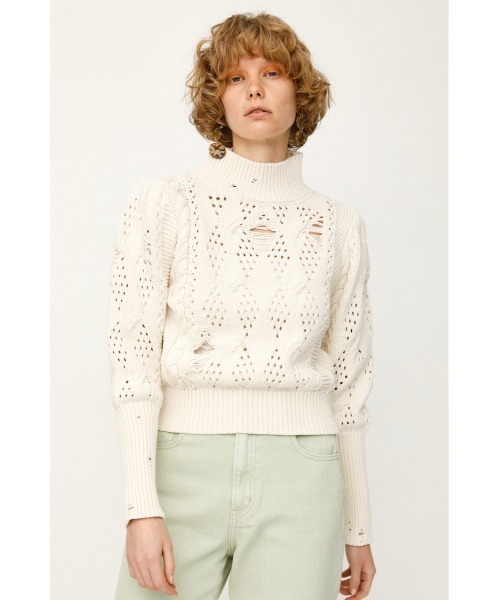 SLY（スライ）の「DAMAGE CROCHET LIKE H/N TOPS/ダメージライク