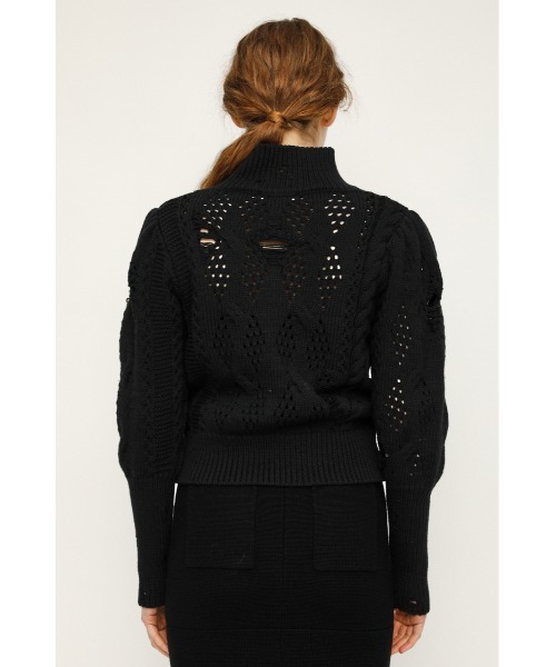 【ELLIE】スラブニット　ブラック ELLIE】スラブニット ブラック ブラッシュヤーンラグランハーフジップ