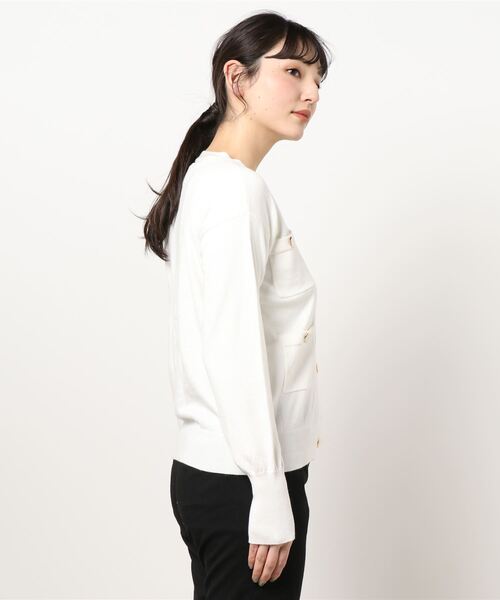 U by SPICK&SPAN（ユーバイスピックアンドスパン）の「Vネックカーディガンプルオーバー◆（カーディガン/ボレロ・レディース・ホワイト/イエロー・FREE）」の7枚目の写真