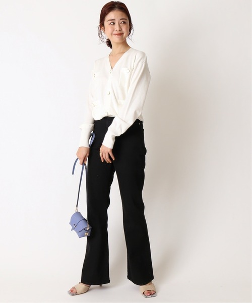 U by SPICK&SPAN（ユーバイスピックアンドスパン）の「Vネックカーディガンプルオーバー◆（カーディガン/ボレロ・レディース・ホワイト/イエロー・FREE）」の4枚目の写真