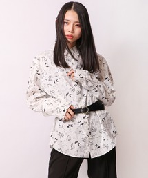 【garsonwave】日本製総柄プリントレギュラーシャツ 長袖シャツ