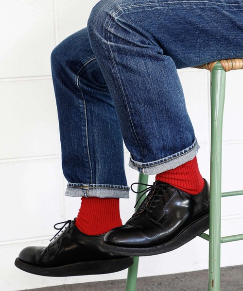 OBSCURE SOCKS(オブスキュア ソックス)の「OBSCURE SOCKS オブスキュアソックス SASA Men’s ササ メンズ(ソックス/靴下・メンズ・レッド/ダークベージュ/マスタード/ネイビー・FREE)」の4枚目の写真