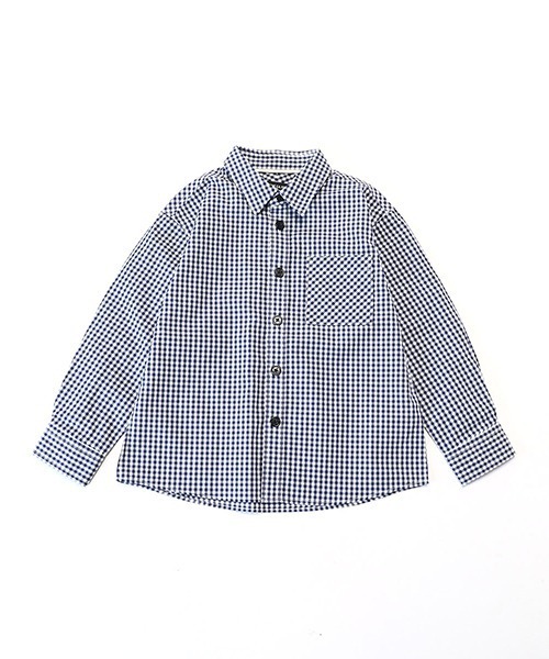 COMME CA ISM(コムサイズム)の「ギンガムチェック シャツ(シャツ/ブラウス・キッズ・ネイビー・110cm/120cm/130cm)」の1枚目の写真