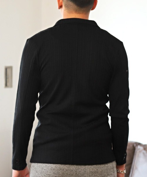 LUXSTYLE(ラグスタイル)の「ランダムテレコテーラードジャケット(テーラードジャケット・メンズ・ブラック/ネイビー・M/L/XL)」の17枚目の写真