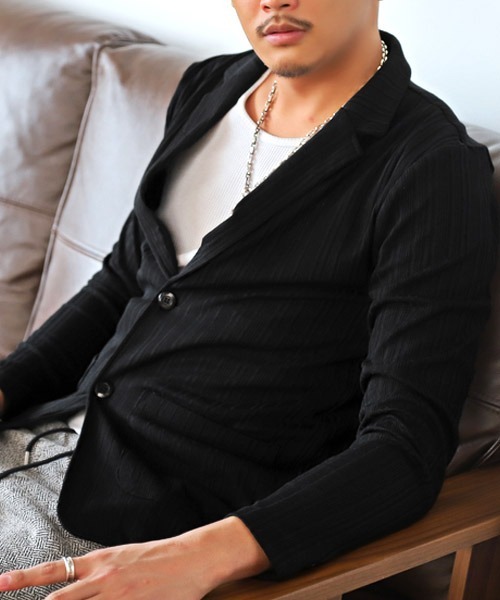 LUXSTYLE(ラグスタイル)の「ランダムテレコテーラードジャケット(テーラードジャケット・メンズ・ブラック/ネイビー・M/L/XL)」の18枚目の写真