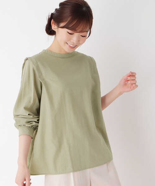 pink adobe(ピンクアドベ)の「◆【M-3L】タックスリーブ ブラウス(シャツ/ブラウス・レディース・チャコールグレー/カーキ/アイボリー/ライトパープル/ホワイト系5・44/38/42/40)」の4枚目の写真