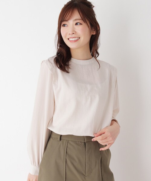 pink adobe(ピンクアドベ)の「◆【M-3L】タックスリーブ ブラウス(シャツ/ブラウス・レディース・チャコールグレー/カーキ/アイボリー/ライトパープル/ホワイト系5・44/38/42/40)」の1枚目の写真