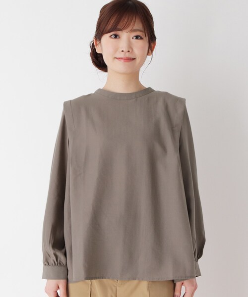 pink adobe(ピンクアドベ)の「◆【M-3L】タックスリーブ ブラウス(シャツ/ブラウス・レディース・チャコールグレー/カーキ/アイボリー/ライトパープル/ホワイト系5・44/38/42/40)」の11枚目の写真