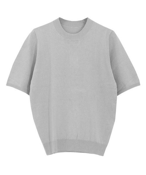 Pierrot（ピエロ）の「シルクタッチウォッシャブル半袖ニット（ニット/セーター・レディース・ラベンダー/ブラック/ライトベージュ/オフホワイト/グレー/ミント/マスタード/グリーン系その他/グレー×ホワイト/パープル系その他/グレイッシュベージュ/ピンクベージュ/ホワイト×ブラック/ネイビー/グリーン/ピンク/ライトブルー/杢グレー/イエロー/レッド・M/L/LL/3L）」の5枚目の写真