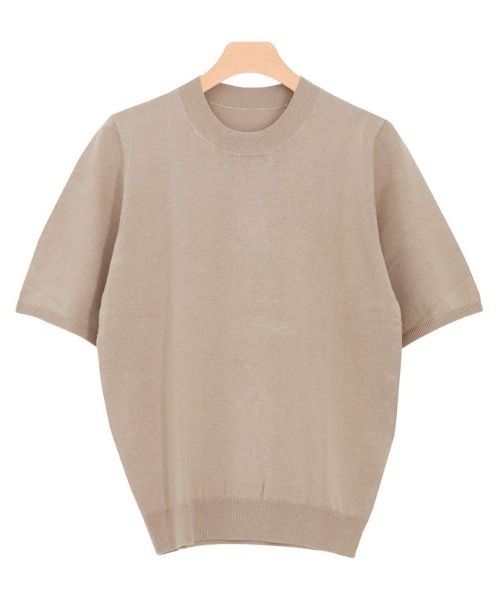 Pierrot（ピエロ）の「シルクタッチウォッシャブル半袖ニット（ニット/セーター・レディース・ラベンダー/ブラック/ライトベージュ/オフホワイト/グレー/ミント/マスタード/グリーン系その他/グレー×ホワイト/パープル系その他/グレイッシュベージュ/ピンクベージュ/ホワイト×ブラック/ネイビー/グリーン/ピンク/ライトブルー/杢グレー/イエロー/レッド・M/L/LL/3L）」の8枚目の写真