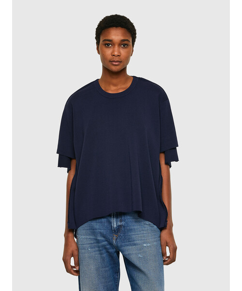 DIESEL（ディーゼル）の「レディース ニット 半袖 クルーネック ルーズフィット（ニット/セーター・レディース・ホワイト/ネイビー・SMALL/MEDIUM/LARGE/X-SMALL）」の6枚目の写真