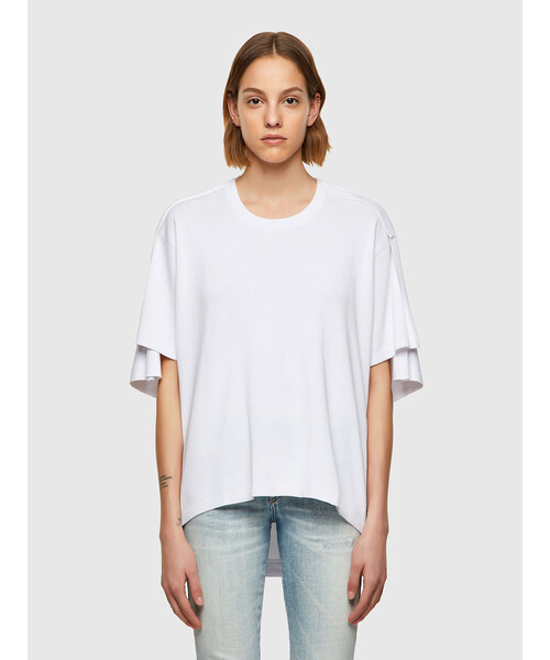 DIESEL（ディーゼル）の「レディース ニット 半袖 クルーネック ルーズフィット（ニット/セーター・レディース・ホワイト/ネイビー・SMALL/MEDIUM/LARGE/X-SMALL）」の12枚目の写真