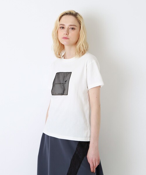 LOVELESS（ラブレス）の「シアー メッセージ T（Tシャツ/カットソー・レディース・オフホワイト/ブラック・36/34/38）」の2枚目の写真