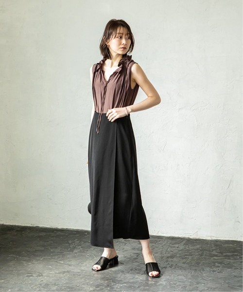【NOBLE ノーブル】ラッフル　ブラウス　Vネック　シアー　2way リボン cd010-70232-03b.jpg?basethum=225