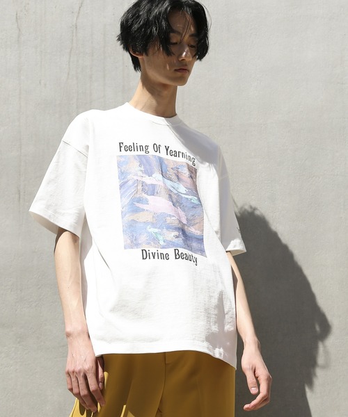 PBLIM（ページボーイリム）の「【PAGEBOYLIM】マーブルペイントT（Tシャツ/カットソー・レディース・ベージュ/オフホワイト・MEDIUM/LARGE）」の8枚目の写真