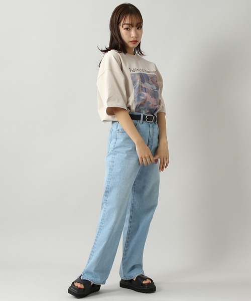 PBLIM（ページボーイリム）の「【PAGEBOYLIM】マーブルペイントT（Tシャツ/カットソー・レディース・ベージュ/オフホワイト・MEDIUM/LARGE）」の5枚目の写真