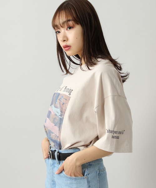 PBLIM（ページボーイリム）の「【PAGEBOYLIM】マーブルペイントT（Tシャツ/カットソー・レディース・ベージュ/オフホワイト・MEDIUM/LARGE）」の20枚目の写真