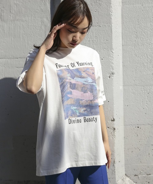 PBLIM（ページボーイリム）の「【PAGEBOYLIM】マーブルペイントT（Tシャツ/カットソー・レディース・ベージュ/オフホワイト・MEDIUM/LARGE）」の14枚目の写真