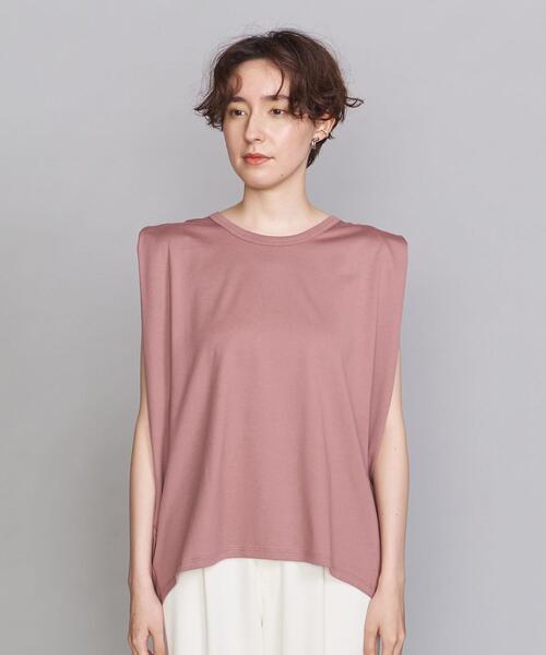 BEAUTY&YOUTH UNITED ARROWS(ビューティーアンドユースユナイテッドアローズ)の「BY コットン天竺タックショルダーノースリーブカットソー(Tシャツ/カットソー・レディース・ホワイト/ブラック/グレー/ピンク・FREE)」の6枚目の写真