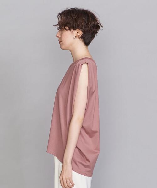 BEAUTY&YOUTH UNITED ARROWS(ビューティーアンドユースユナイテッドアローズ)の「BY コットン天竺タックショルダーノースリーブカットソー(Tシャツ/カットソー・レディース・ホワイト/ブラック/グレー/ピンク・FREE)」の12枚目の写真