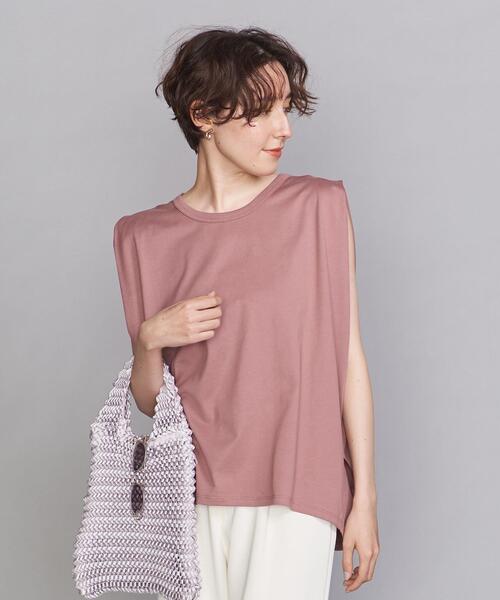 BEAUTY&YOUTH UNITED ARROWS(ビューティーアンドユースユナイテッドアローズ)の「BY コットン天竺タックショルダーノースリーブカットソー(Tシャツ/カットソー・レディース・ホワイト/ブラック/グレー/ピンク・FREE)」の10枚目の写真