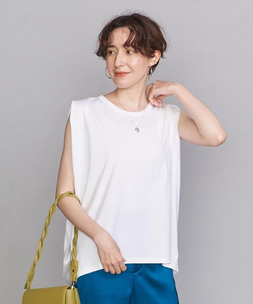 BEAUTY&YOUTH UNITED ARROWS(ビューティーアンドユースユナイテッドアローズ)の「BY コットン天竺タックショルダーノースリーブカットソー(Tシャツ/カットソー・レディース・ホワイト/ブラック/グレー/ピンク・FREE)」の5枚目の写真