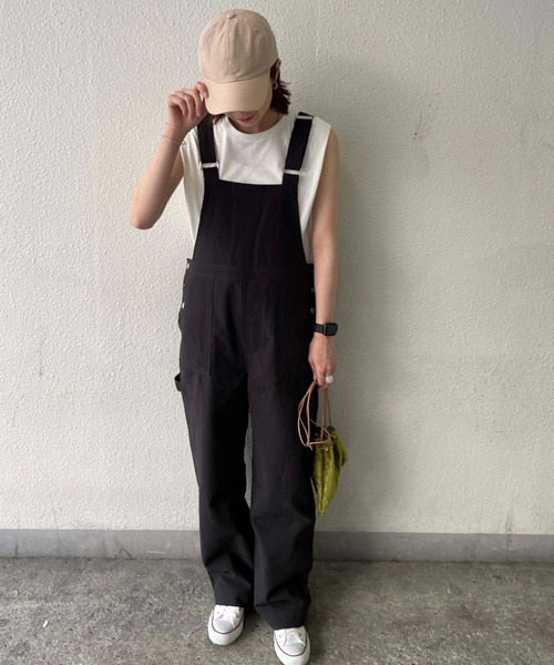 Doux archives(ドゥアルシーヴ)の「リネンオーバーオール(サロペット/オーバーオール・レディース・ブラック/ベージュ・FREE)」の3枚目の写真