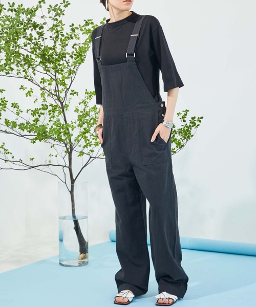 Doux archives(ドゥアルシーヴ)の「リネンオーバーオール(サロペット/オーバーオール・レディース・ブラック/ベージュ・FREE)」の4枚目の写真