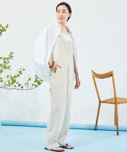 Doux archives(ドゥアルシーヴ)の「リネンオーバーオール(サロペット/オーバーオール・レディース・ブラック/ベージュ・FREE)」の6枚目の写真