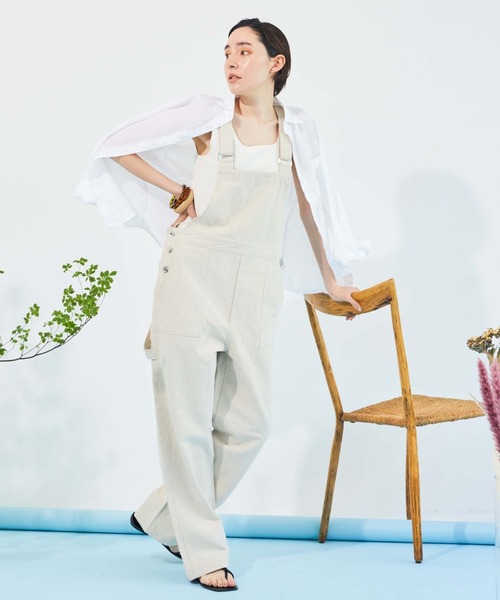 Doux archives(ドゥアルシーヴ)の「リネンオーバーオール(サロペット/オーバーオール・レディース・ブラック/ベージュ・FREE)」の7枚目の写真